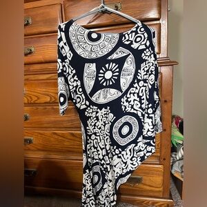 Navy and White Asymmetrical Women's Dress